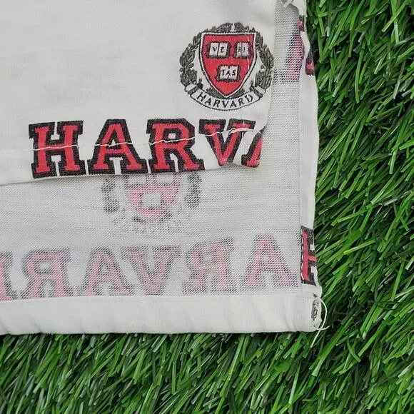 Vintage 90s Harvard University Polo Shirt 2XL 25x31 White Red AOP